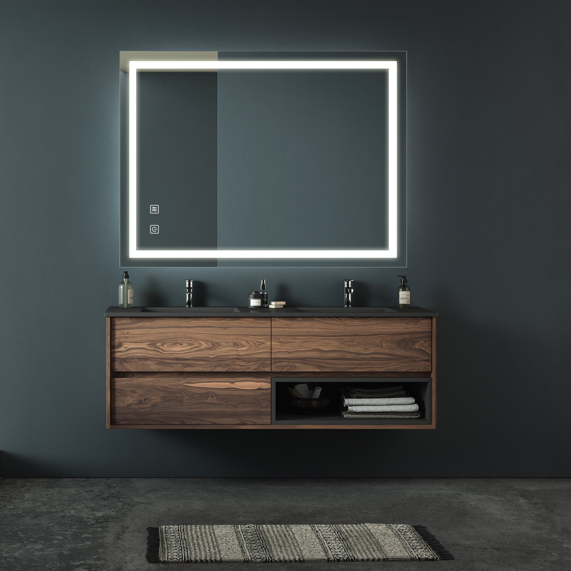 32x24 Zoll Badezimmer LED Premium-Spiegel mit fokussierender Rückwand, hohe Lumen, dimmbare Berührung, Nicht verfügbare Plattformen-Welfel