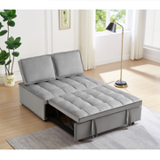 Umklappbares Schlafsitz-Sofabett, modernes Samtgewebe-Doppelsitz-Sofabett, Schlafsitz-Sofabett mit 2 Rückenlehnen und abnehmbaren Rückenlehnen, Rückenlehnen, geeignet für Wohnzimmer und Schlafzimmer, Grau