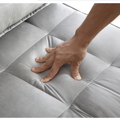 Convertible Sleeping Sofa Bed, Modern Velvet Fabric Double Seat Sofa Bed, Sleeping Sofa Bed With 2 Backs And Detachable Backs, Backs, Suitable For Living Room Bedroom,Grey