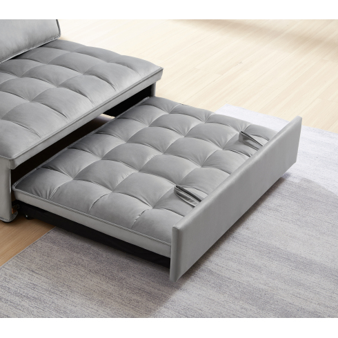 Convertible Sleeping Sofa Bed, Modern Velvet Fabric Double Seat Sofa Bed, Sleeping Sofa Bed With 2 Backs And Detachable Backs, Backs, Suitable For Living Room Bedroom,Grey