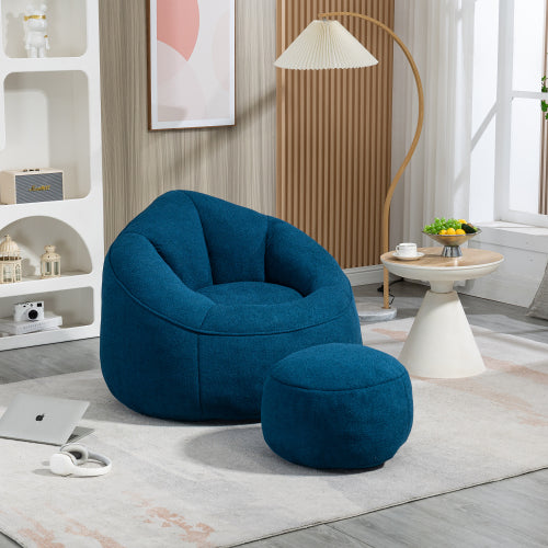 Sillón de Bolas de Frijol para Dormir Silla Sofá de Bolas de Frijol con Espuma de Alta Presión Material de Silla de Bolas de Frijol con Relleno de Espuma Acolchada Bolas de Frijol Comprimidas con Reposapiés
