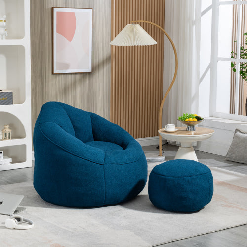 Gray Foam Bean Bag Blue Reading Lounge Style