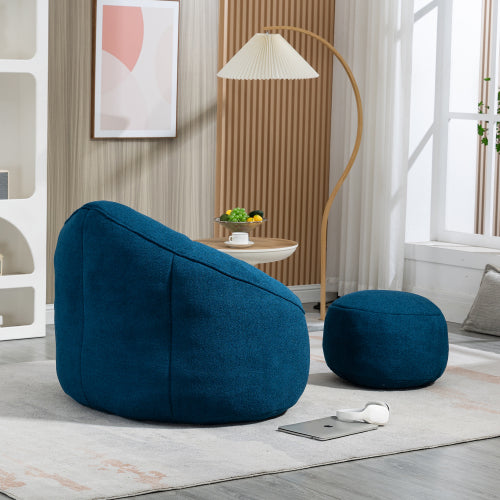 Gray Foam Bean Bag Blue Reading Lounge Style