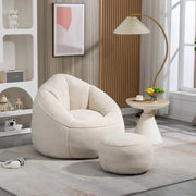 Foam Bean Bag Sofa Chair Beige Bedroom Style