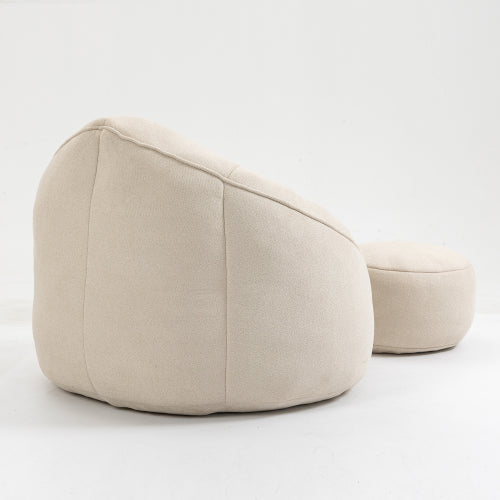 Foam Bean Bag Sofa Chair Beige Bedroom Style