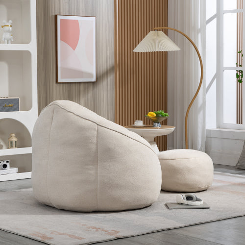 Foam Bean Bag Sofa Chair Beige Bedroom Style