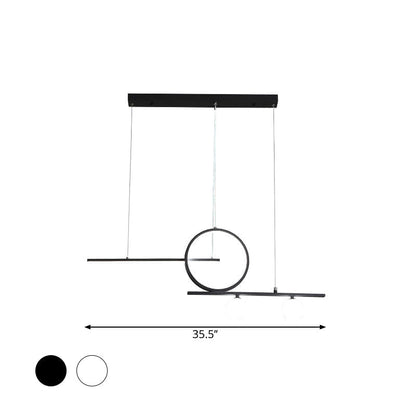 ديكوربايتس™ مصباح تعليق معدني باللونين الأبيض والأسود: تصميم عصري للبار والدائرة، إضاءة جزيرة LED لغرفة الطعام
