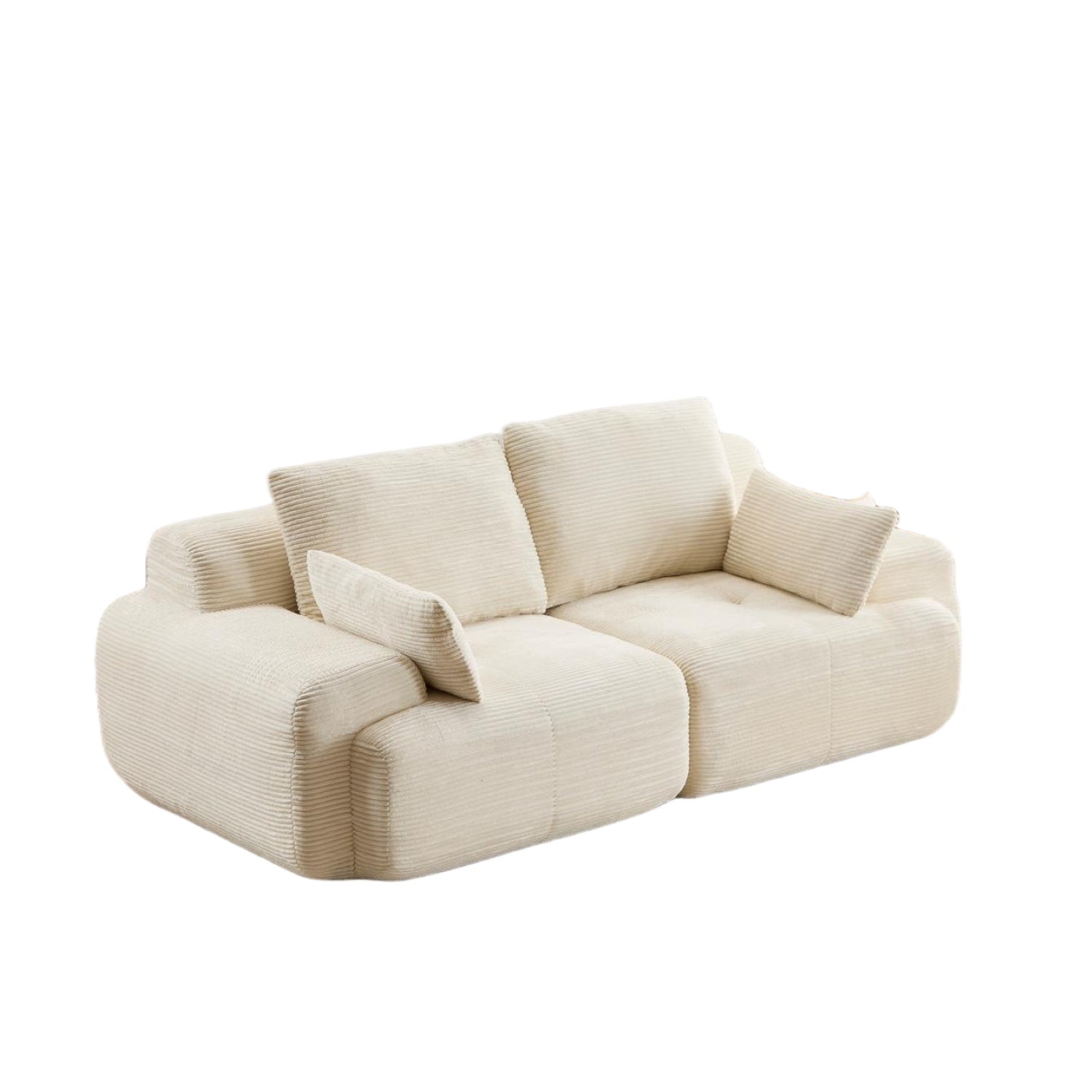 Sofá Comprimido de Espuma de Memoria Moderna, Sofá Seccional Grande de 2 Plazas para Sala de Estar, Sofá Seccional Modular Nube Amigable con Mascotas, Tela de Corduroy, Loveseat Extra Profundo, Sin Ensamblaje Requerido, Beige