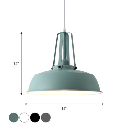 Drum Pendant Light Kit - Minimalist Metal 1 Light - Available in 14"/18" Diameter - Black/White/Grey Hanging Lamp