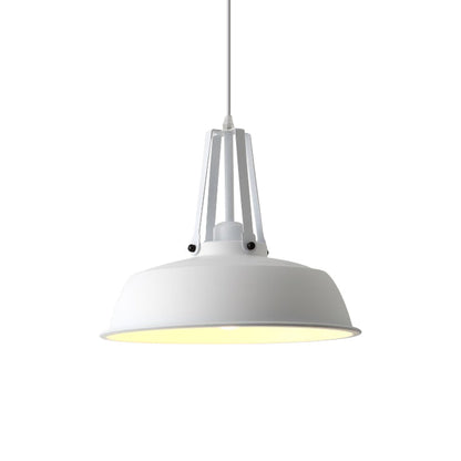 Drum Pendant Light Kit - Minimalist Metal 1 Light - Available in 14"/18" Diameter - Black/White/Grey Hanging Lamp