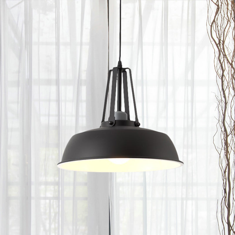 Drum Pendant Light Kit - Minimalist Metal 1 Light - Available in 14"/18" Diameter - Black/White/Grey Hanging Lamp