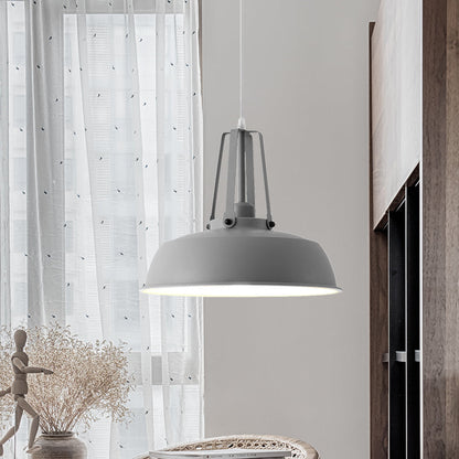 Drum Pendant Light Kit - Minimalist Metal 1 Light - Available in 14"/18" Diameter - Black/White/Grey Hanging Lamp