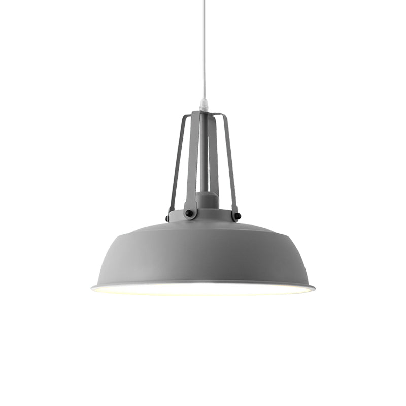 Drum Pendant Light Kit - Minimalist Metal 1 Light - Available in 14"/18" Diameter - Black/White/Grey Hanging Lamp