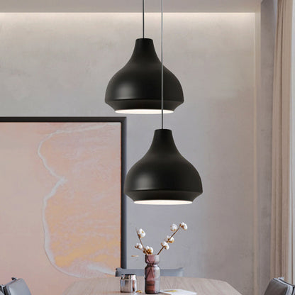 Contemporary Metal Gourd Pendant Ceiling Light - 1 Light - Grey/Black/Yellow