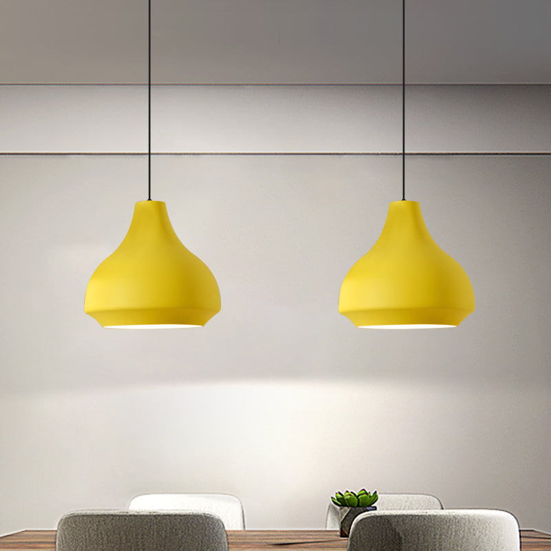 Contemporary Metal Gourd Pendant Ceiling Light - 1 Light - Grey/Black/Yellow