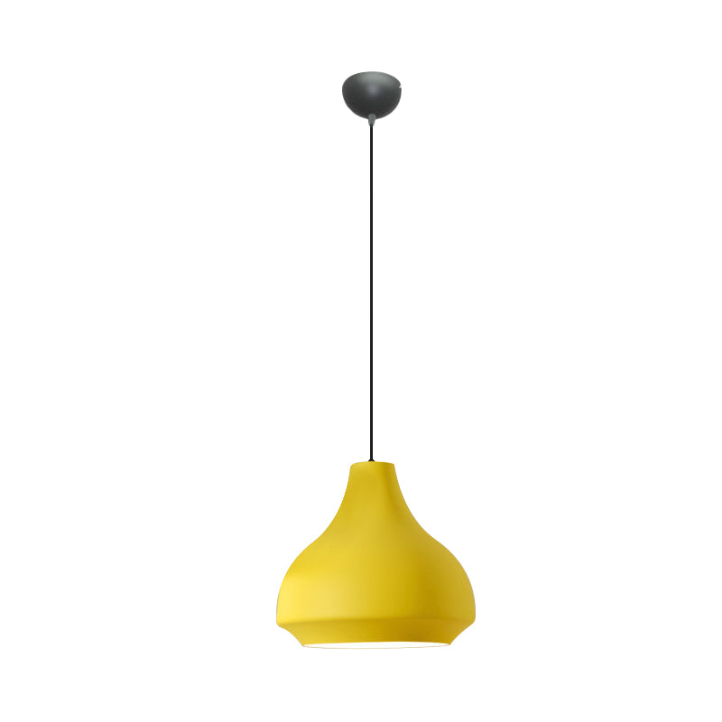 Contemporary Metal Gourd Pendant Ceiling Light - 1 Light - Grey/Black/Yellow