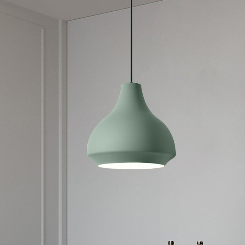 Contemporary Metal Gourd Pendant Ceiling Light - 1 Light - Grey/Black/Yellow