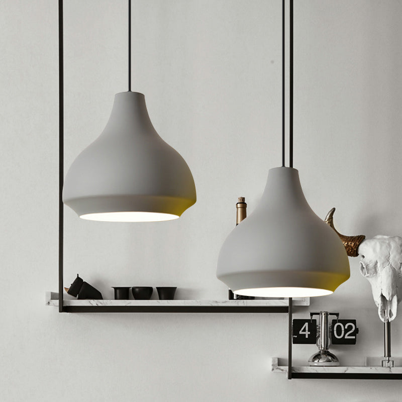 Contemporary Metal Gourd Pendant Ceiling Light - 1 Light - Grey/Black/Yellow