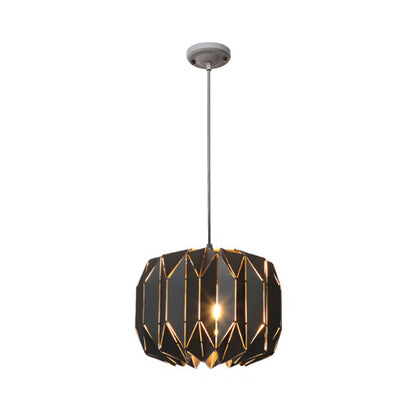 Contemporary Metal Pendant Lamp for Restaurants - Black/Silver Origami Design