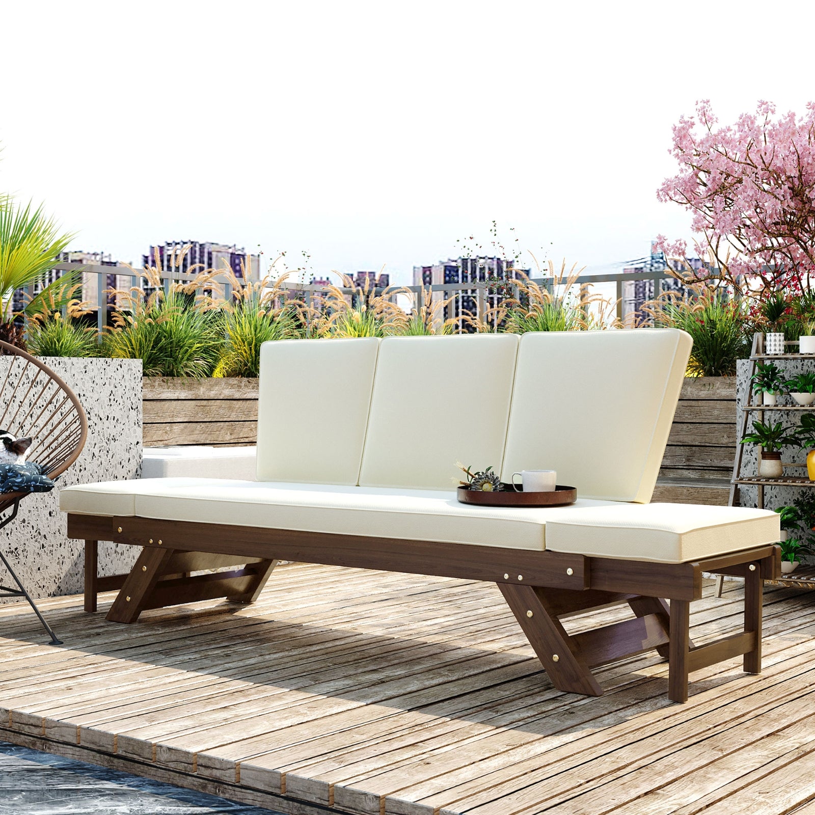 Beige Outdoor Daybed Sofa