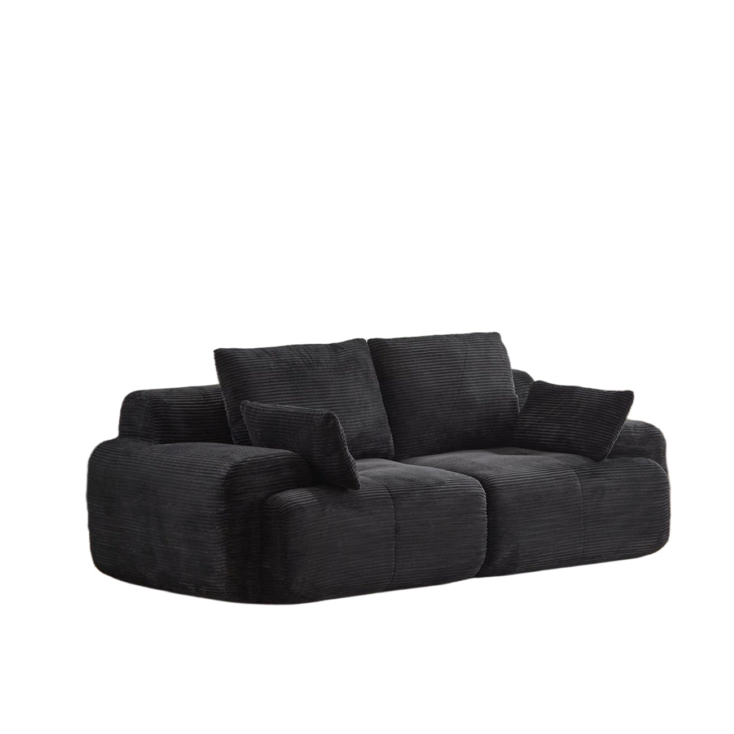 Sofá Comprimido de Espuma de Memoria Moderna, Sofá Seccional Grande de 2 Plazas para Sala de Estar, Sofá Seccional Modular en Forma de Nube Amigable con Mascotas, Tela de Corduroy, Loveseat Extra Profundo, Sin Ensamblaje Requerido, Negro