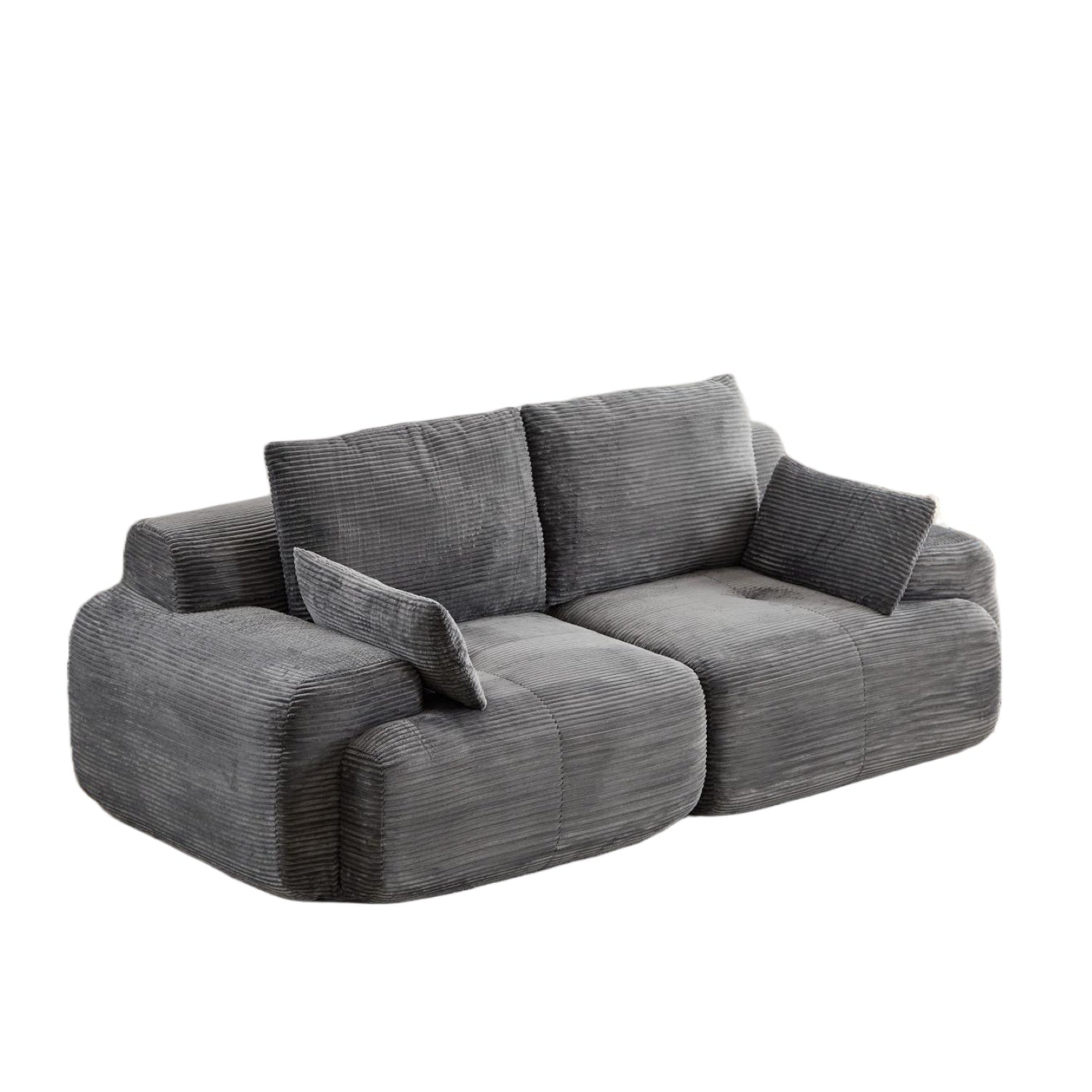Sofá Comprimido de Espuma de Memoria Moderna, Sofá Seccional Grande de 2 Plazas para Sala de Estar, Sofá Seccional Modular Nube Amigable con Mascotas, Tela de Pana, Loveseat Extra Profundo, Sin Ensamblaje Requerido, Gris