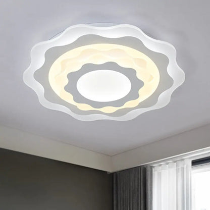 ديكور بايتس™ ديكور بايتس™ مصباح سقف LED مدمج من الأكريليك مقاس 19 بوصة/23.5 بوصة - تركيب أبيض بسيط