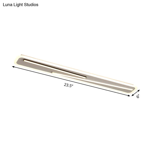 19.5"/23.5" Wide Rectangle Ceiling Light Fixture: Acrylic, Simple Style, Black/White LED Flush Mount Lamp - Remote Control Dimming/White Light
