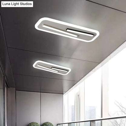 DecorBites™ DecorBites™ 19.5"/23.5" Wide Rectangle Ceiling Light Fixture: Acrylic, Simple Style, Black/White LED Flush Mount Lamp - Remote Control Dimming/White Light