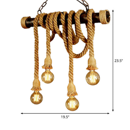 مصباح معلق على شكل جزيرة من حبل الجوت الريفي من DecorBites™ لحانة النبيذ - 4/6 مصابيح، على طراز المزرعة، تصميم خطي
