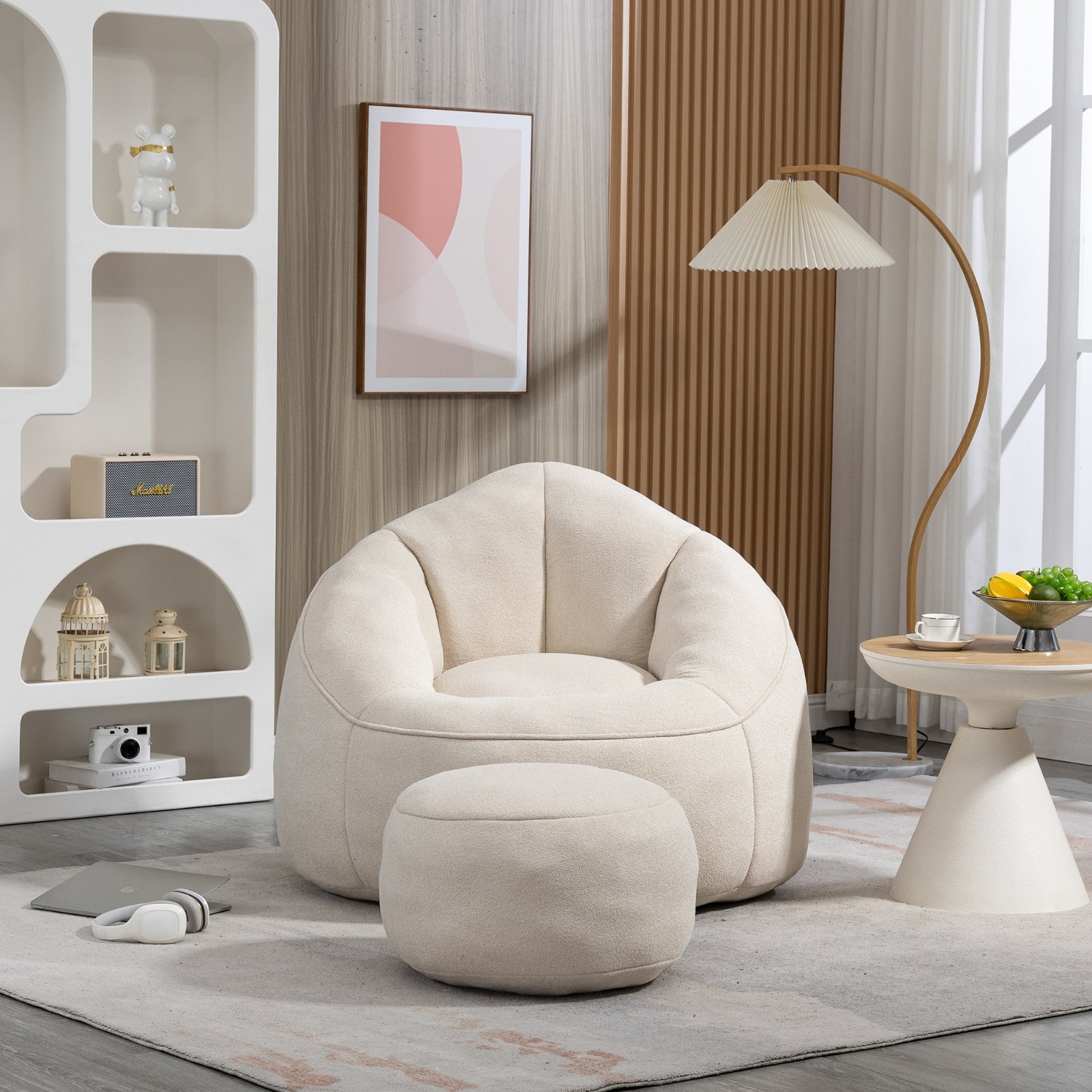 Gray Foam Bean Bag Beige High-Pressure Foam