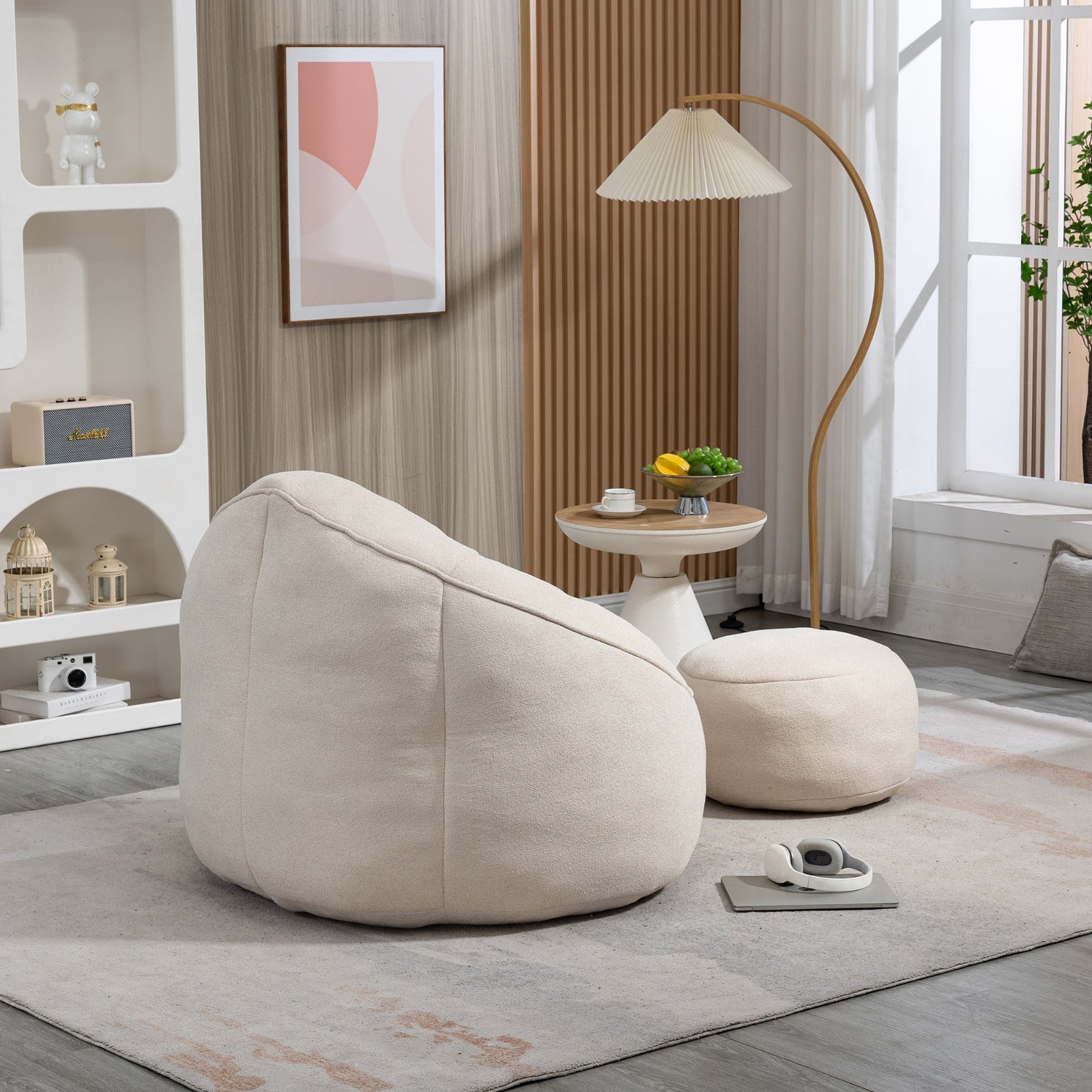 Gray Foam Bean Bag Beige High-Pressure Foam