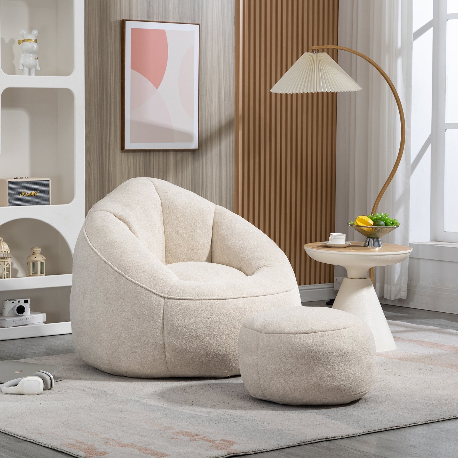 Gray Foam Bean Bag Beige High-Pressure Foam