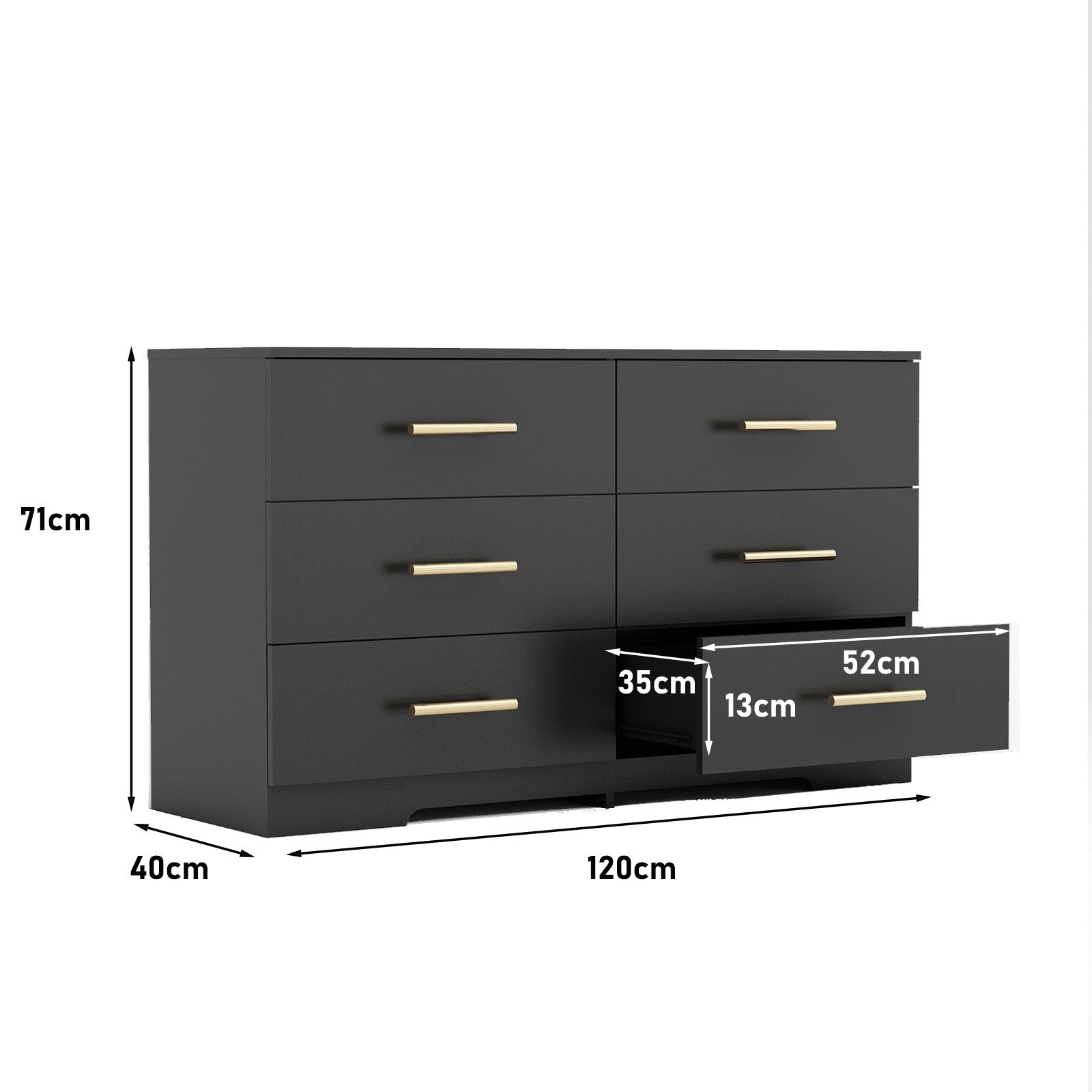 Black 6 Drawer Chest