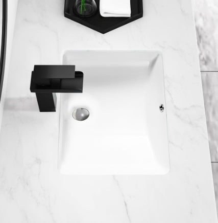 Lavabo empotrado de baño, Lavabo empotrado rectangular blanco para baño, Lavabo de lavado empotrado de cerámica.