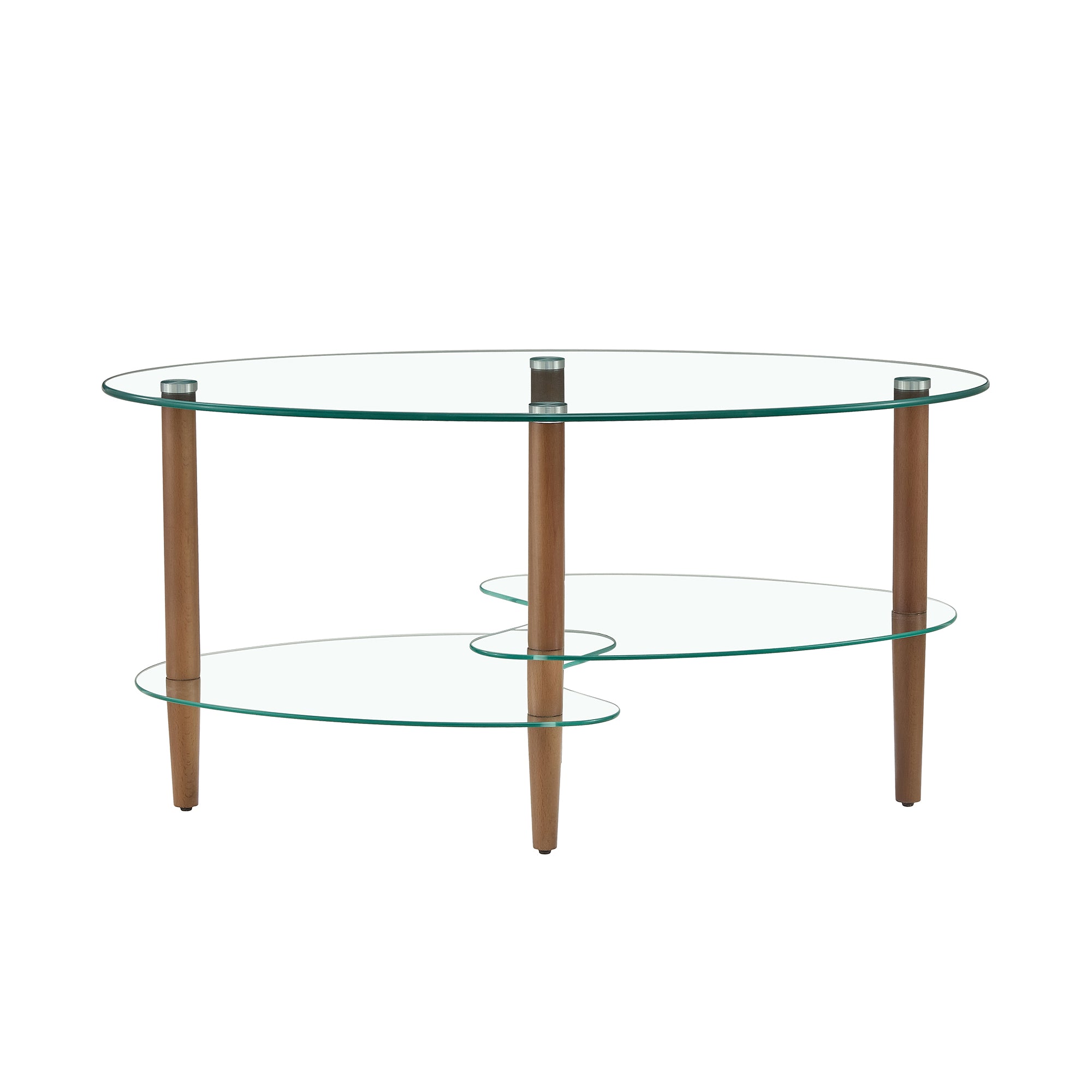 Glass Oval Coffee Table Transparent Classic Oak