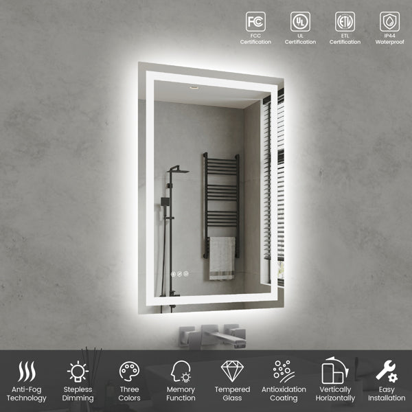 24 Inch X 36 Inch LED Bathroom Mirror