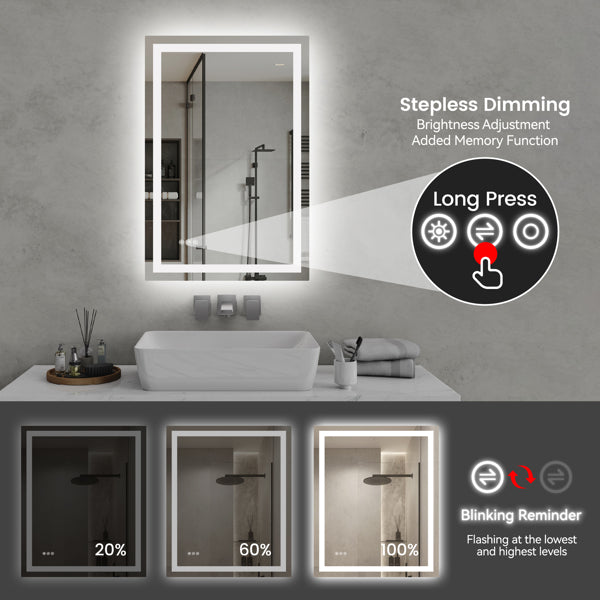 24 Inch X 36 Inch LED Bathroom Mirror