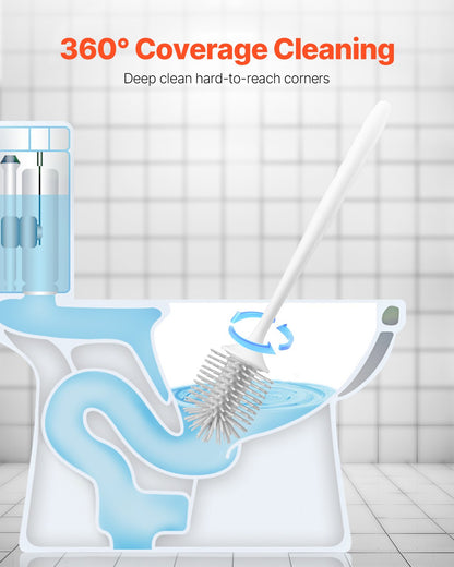 Toilet Brush And Holder Set With PP Handle For Bathroom Deep Cleaning