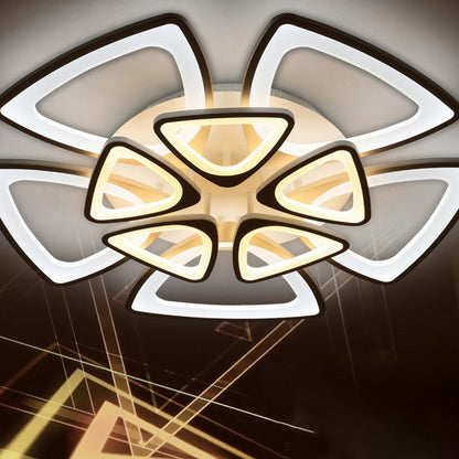 DecorBites™ DecorBites™ Modern Triangle Flower Acrylic Semi Flush Mount Ceiling Lamp - Minimalist Style (5/12/18 Heads) in White