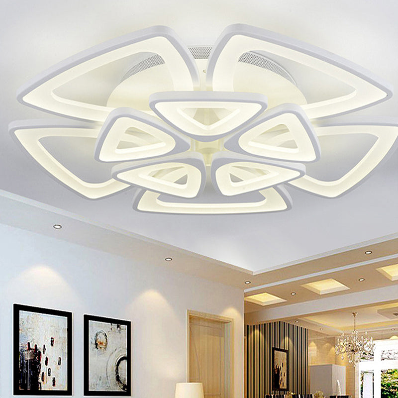 DecorBites™ DecorBites™ Modern Triangle Flower Acrylic Semi Flush Mount Ceiling Lamp - Minimalist Style (5/12/18 Heads) in White
