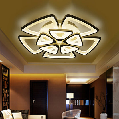 DecorBites™ DecorBites™ Modern Triangle Flower Acrylic Semi Flush Mount Ceiling Lamp - Minimalist Style (5/12/18 Heads) in White