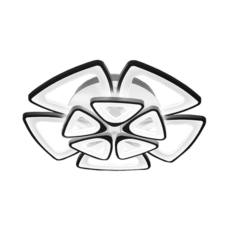 DecorBites™ DecorBites™ Modern Triangle Flower Acrylic Semi Flush Mount Ceiling Lamp - Minimalist Style (5/12/18 Heads) in White