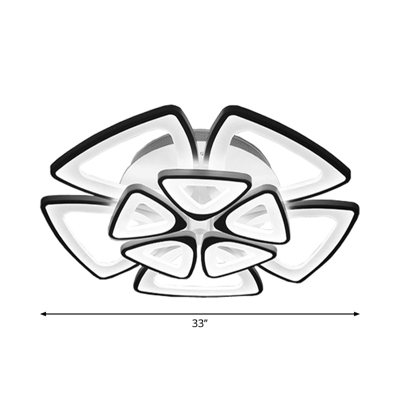 DecorBites™ DecorBites™ Modern Triangle Flower Acrylic Semi Flush Mount Ceiling Lamp - Minimalist Style (5/12/18 Heads) in White