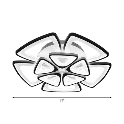 DecorBites™ DecorBites™ Modern Triangle Flower Acrylic Semi Flush Mount Ceiling Lamp - Minimalist Style (5/12/18 Heads) in White