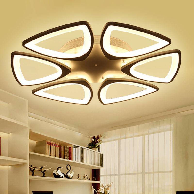 DecorBites™ DecorBites™ Modern Triangle Flower Acrylic Semi Flush Mount Ceiling Lamp - Minimalist Style (5/12/18 Heads) in White