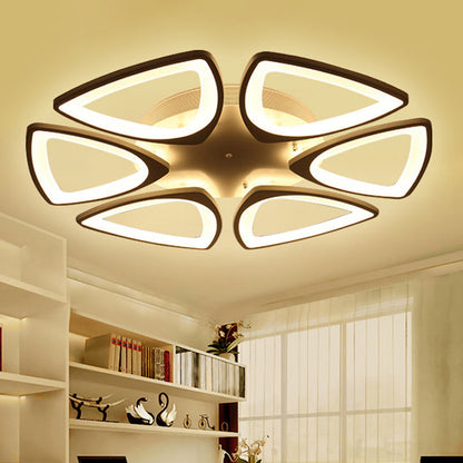 DecorBites™ DecorBites™ Modern Triangle Flower Acrylic Semi Flush Mount Ceiling Lamp - Minimalist Style (5/12/18 Heads) in White