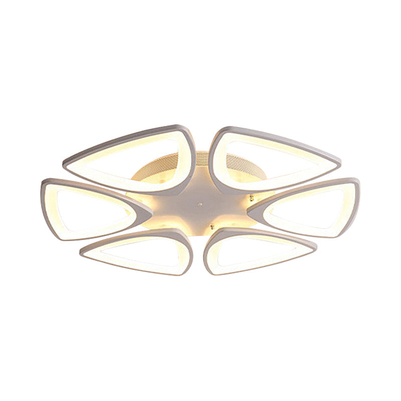 DecorBites™ DecorBites™ Modern Triangle Flower Acrylic Semi Flush Mount Ceiling Lamp - Minimalist Style (5/12/18 Heads) in White