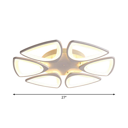 DecorBites™ DecorBites™ Modern Triangle Flower Acrylic Semi Flush Mount Ceiling Lamp - Minimalist Style (5/12/18 Heads) in White