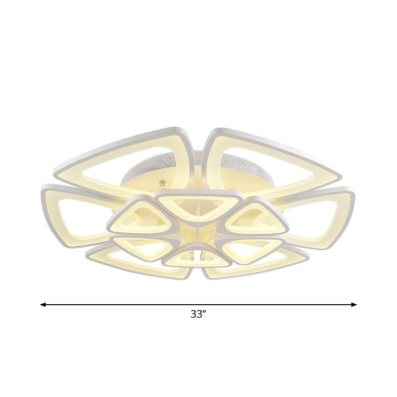 DecorBites™ DecorBites™ Modern Triangle Flower Acrylic Semi Flush Mount Ceiling Lamp - Minimalist Style (5/12/18 Heads) in White